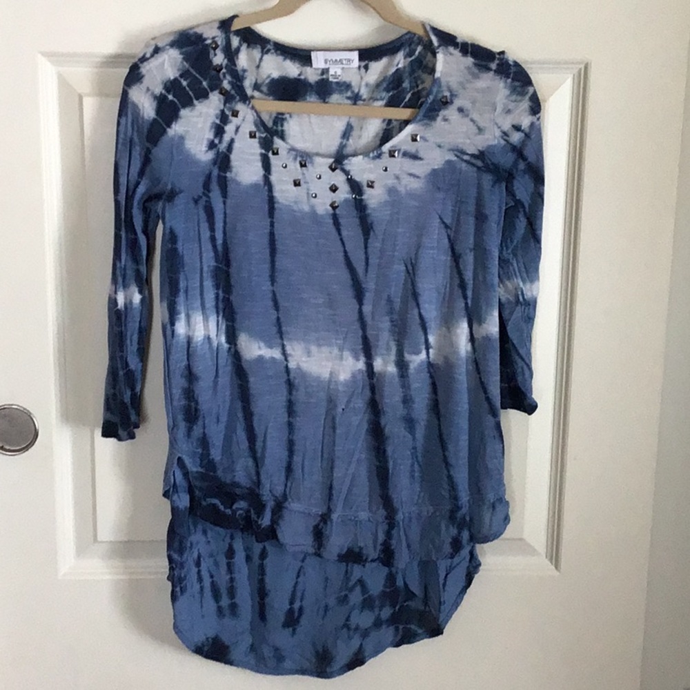 Stud Accent Tie-Die Blouse